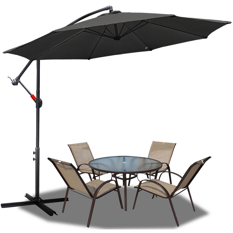 300cm parasol marché parasol cantilever parasol parasol jardin inclinable pendule parapluie,gris - gris