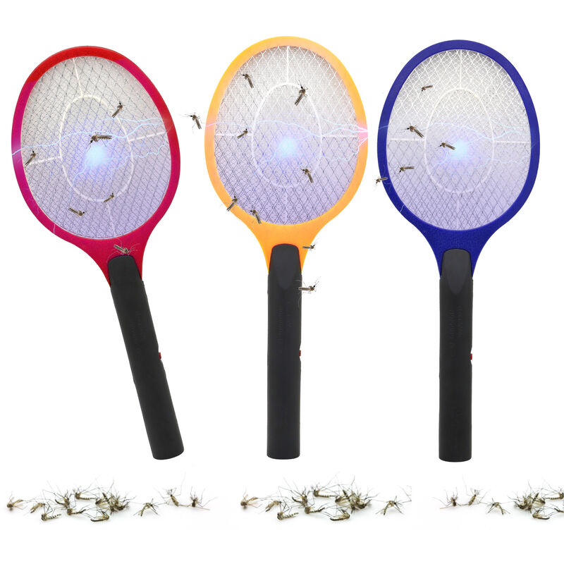 Vingo - 3X électrique tapette à mouches Anti Moustique tueur d'insectes raquette tapette à moustiques piège à insectes attrape-mouches