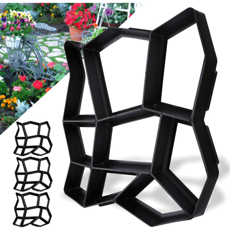 3x Moule en béton moules à paver diy en plastiqu Pochoirs de pavage professionnels pour l'extérieur Plaques de marchepieds - Vingo