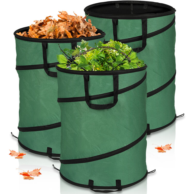Vingo - 3x Sacs de jardin 170L Pop Up Sac à déchets avec poignées Sac à feuilles Sac à gazon xxl Résistant à la déchirure et stable