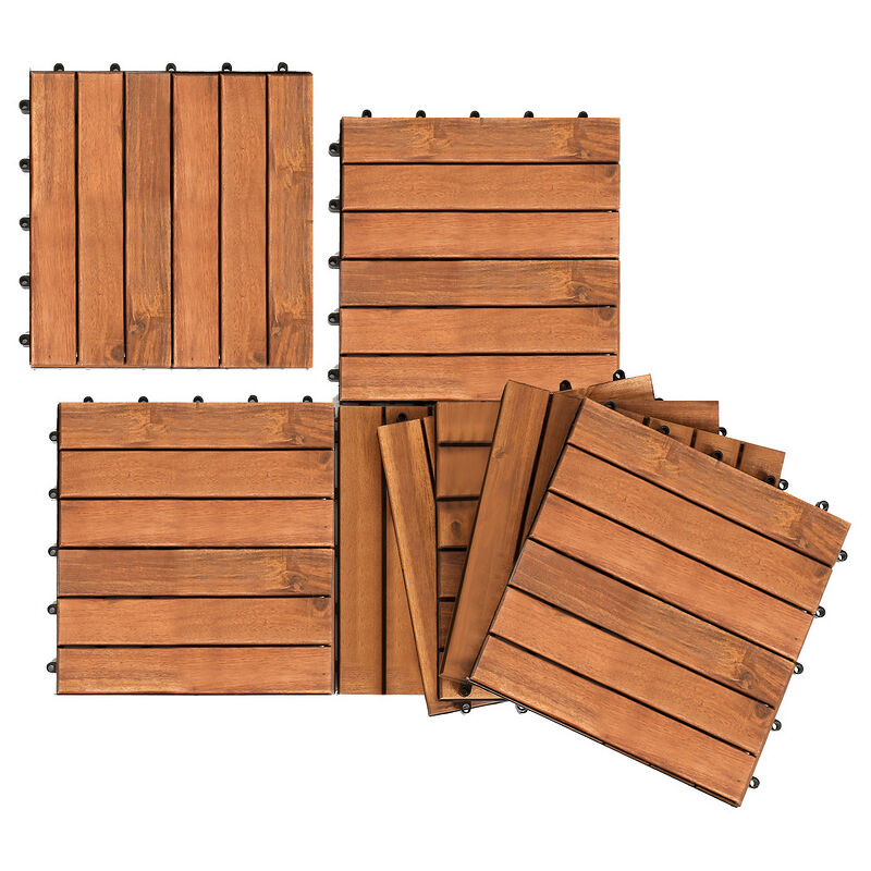Carreaux de terrasse 11 pcs Acacia tuiles de plancher en acacia - Vingo