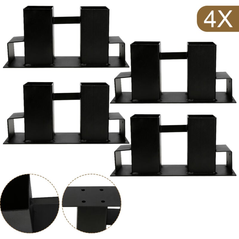 Vingo - 4er aide à l'empilage bois aide à l'empilage bois de chauffage support à bois de chauffage noir galvanisé à chaud