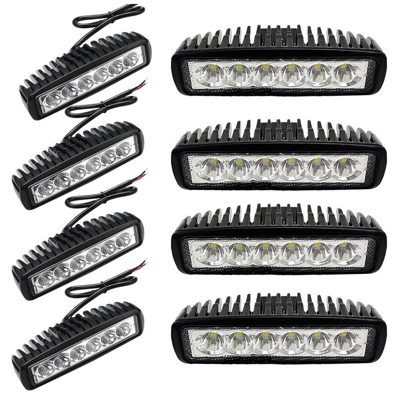 Vingo - 8x 18W 1620LM Lampe de travail 6 led barre de phares antibrouillard pour camion voiture tout-terrain moto - Noir