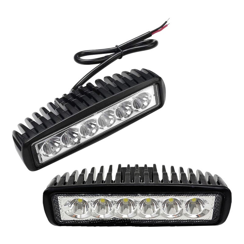 2x 18W 1620LM Lampe de travail 6 led barre de phares antibrouillard pour camion voiture tout-terrain moto - Noir - Vingo