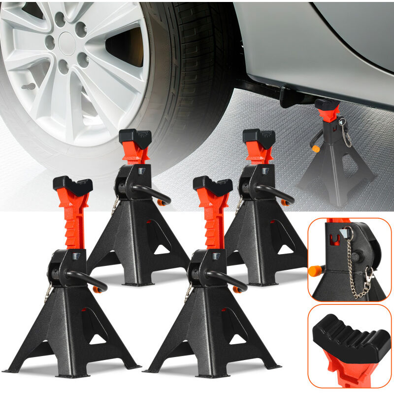 4x chandelles 3T pliantes réglables Crics pour voitures Béquilles Pour SUV/Van/Caravane - Vingo