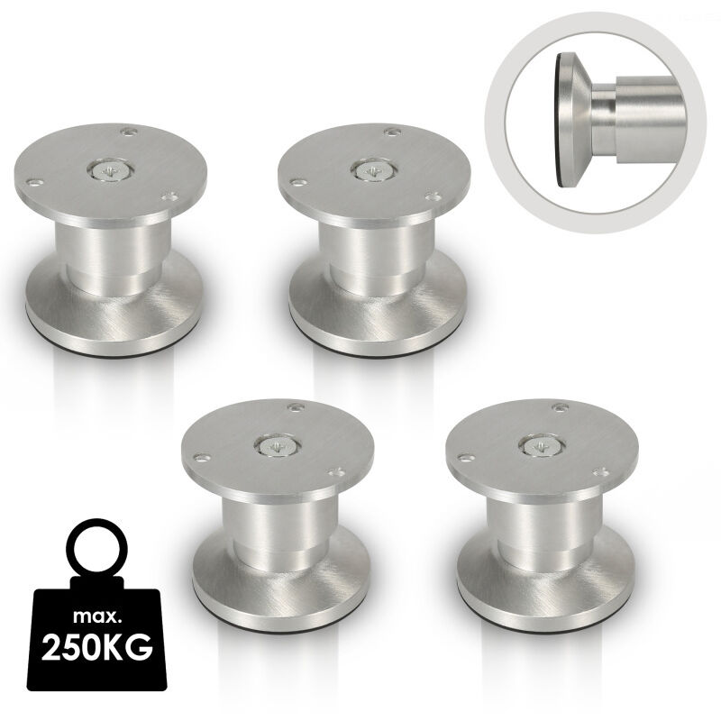 VINGO 4X Pieds de meuble Armoire Pieds de socle Canapé Hôtel Pied de commode réglable-Aluminium-60mm