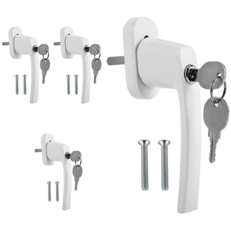 Poignée de fenêtre Poignée de fenêtre Alu verrouillable Aluminium Serrure Set Design blanc 4X