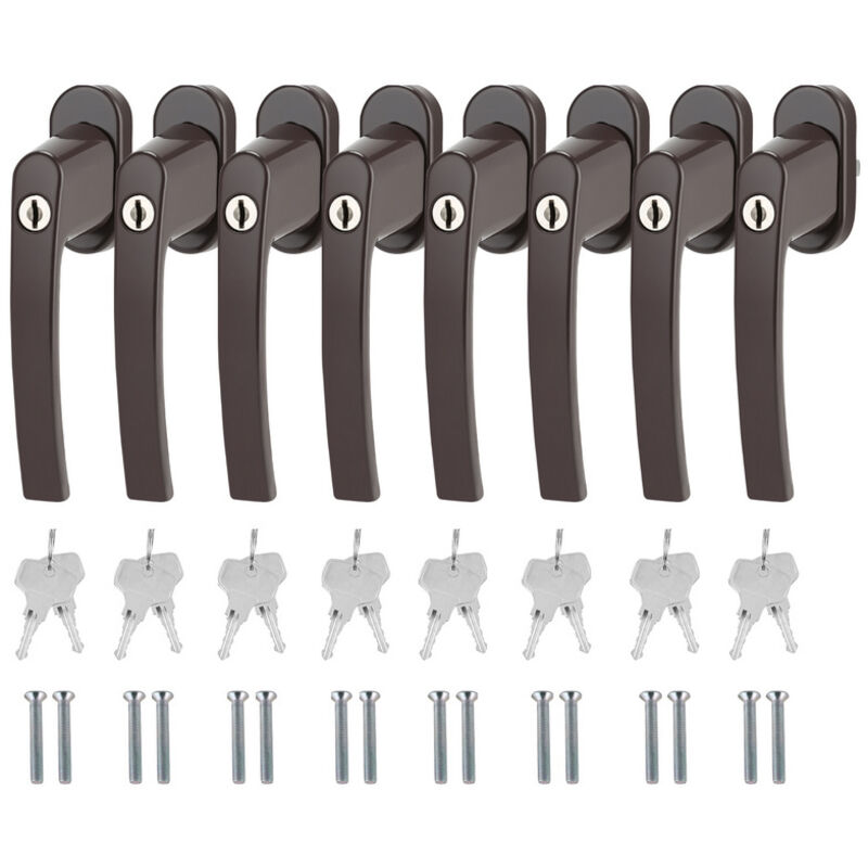 Poignée de fenêtre Verrouillable Poignée de fenêtre Clé Alu Sécurité Enfants Marron 8X