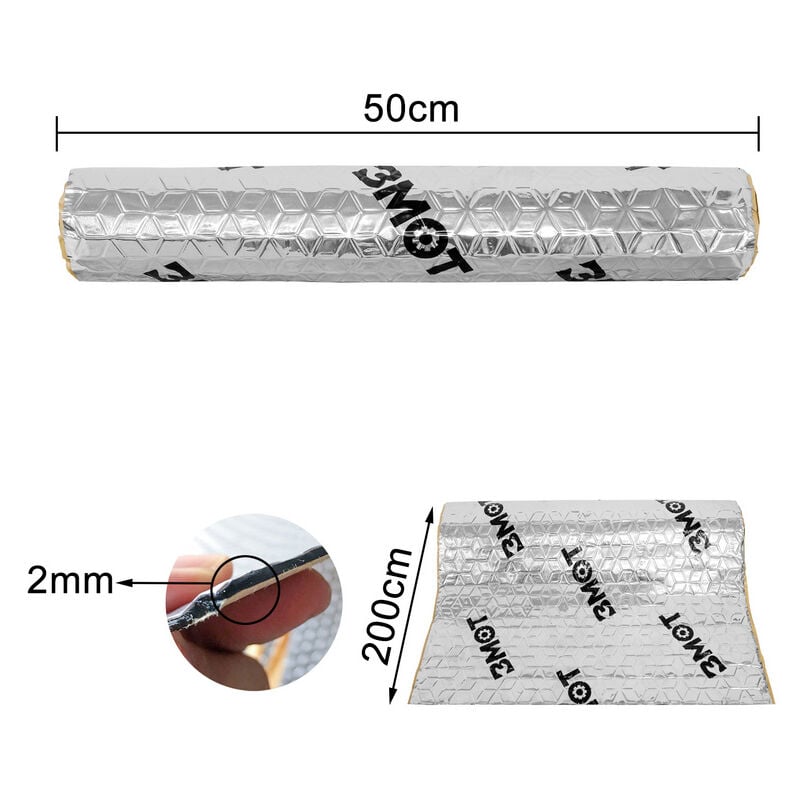 Image of 50x200cm Dämmmatte kfz Fahrzeugdämmung Motorraum 1qm Isolierung Auto Tür 1m² - Vingo