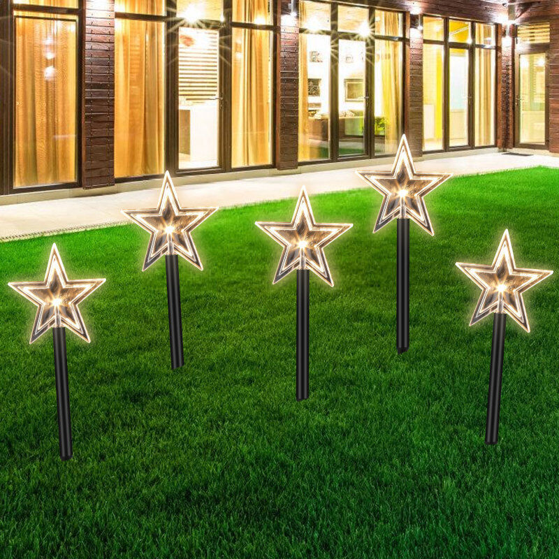 SWANEW 5x Estrellas luminosas, luces de cuerda para exteriores, luces de cuerda decorativas, decoraciones navideñas, luz de colores