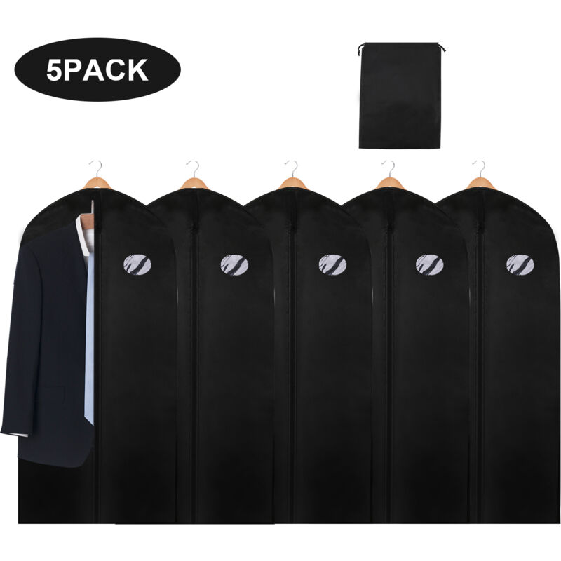 6x sac à vêtements noir housse de protection sac de voyage avec sac à chaussures 128x60CM - Vingo