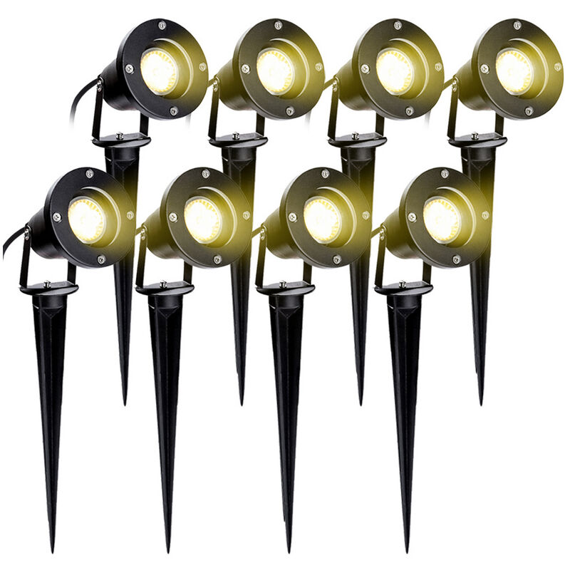8X Spot de jardin led spot extérieur led blanc chaud IP65 lumière de jardin 4W GU10 pré pour extérieur pré de jardin - Vingo