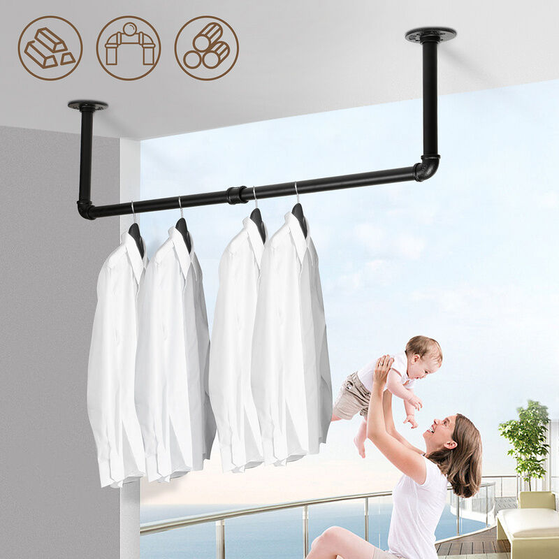 VINGO 90cm Tringle à vêtements penderies en acier inoxydable jusqu'à 65 kg de charge