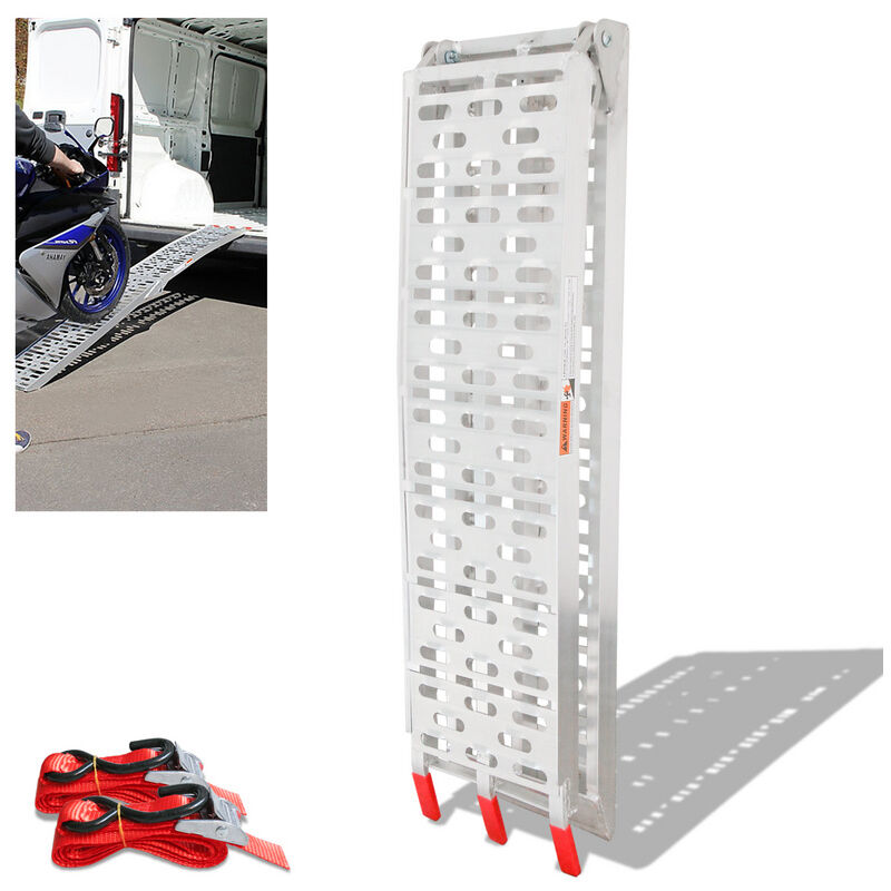 Alu Rampe d'accès Rampe de chargement Rail de chargement Antidérapant Pliable pour Véhicules à Moto Jusqu'à 340KG