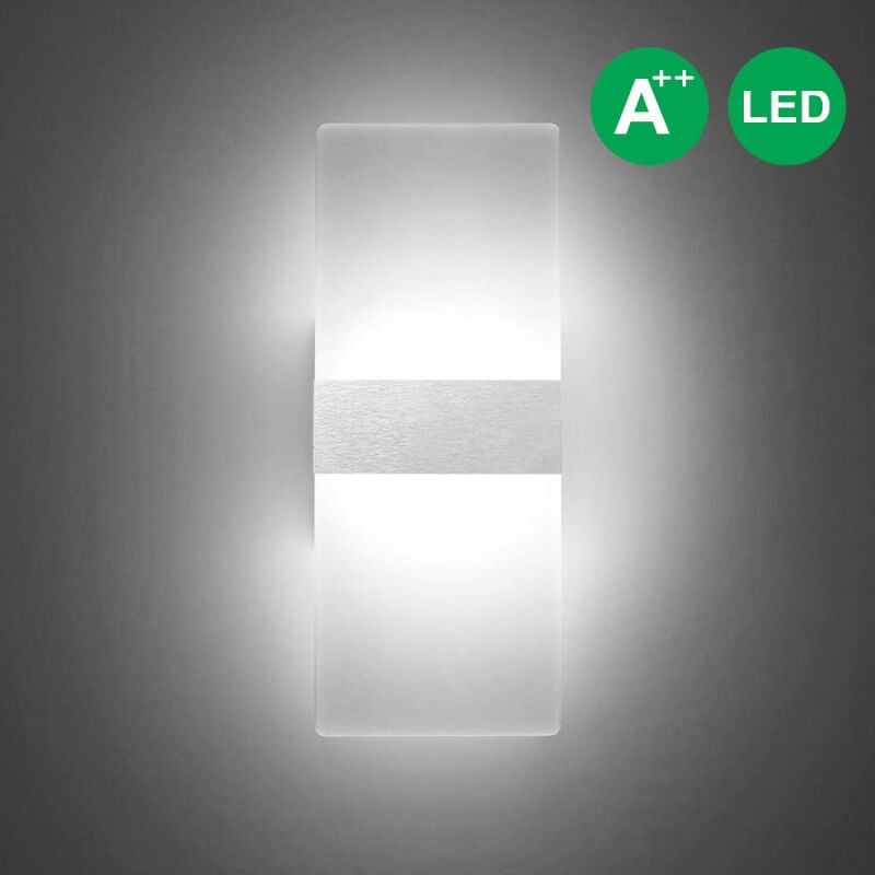 Applique Murale led Extérieure Moderne IP65 Escalier Couloir Lampe Carré Up Down Lumière Déco 7W Noir Blanc Froid - Vingo