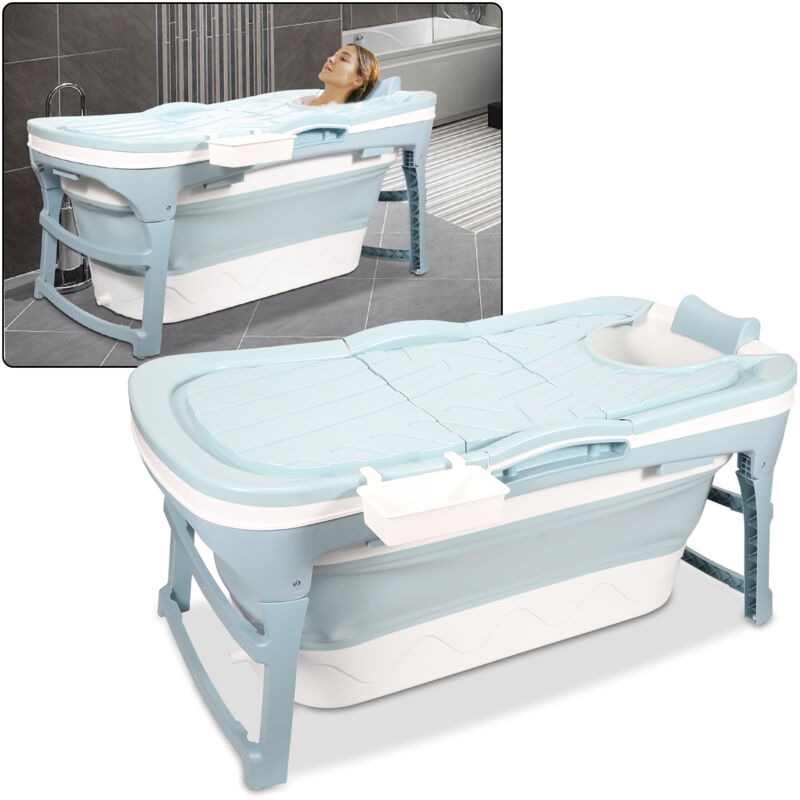 Baignoire adulte Baignoire pliable avec Housse et Rouleaux de Massage, Baignoire Portable, Bleu - Vingo