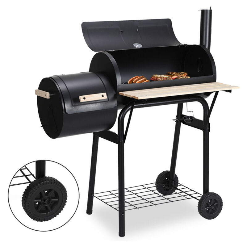 Barbecue à Charbon - Gril à charbon de bois - Grille de cuisson avec thermomètre -117x105x63cm Noir - Vingo