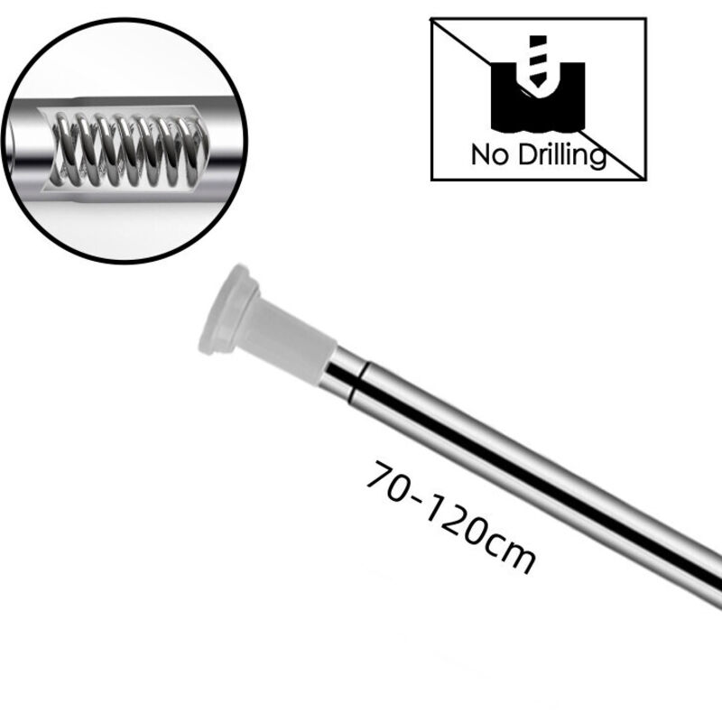 Vingo - Barre à Tension de Douche Tringle à rideaux sans perçage tige barre inox téléscopique 70-120cm