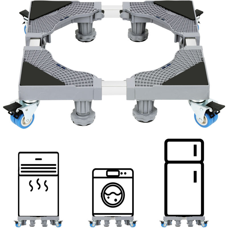 Vingo - Base de Machine à Laver -Réfrigérateur Chariot Roller Support Roulant pour Sèche Linge lave Linge Congélateur Réglable 8 pieds + 4 roues