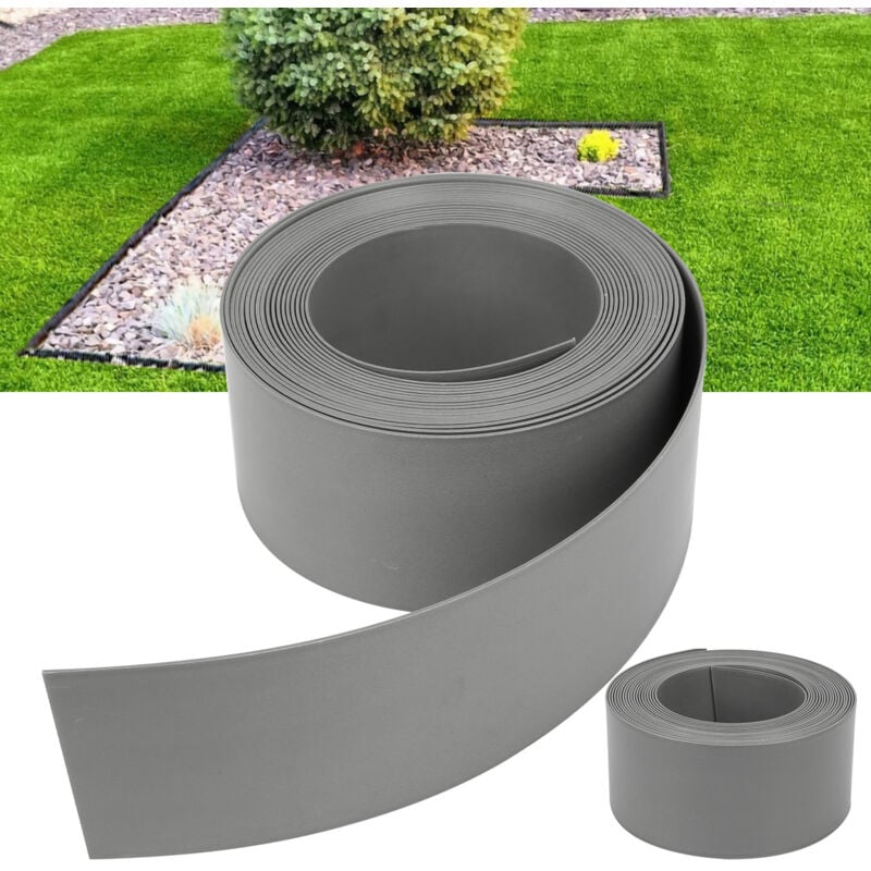 Einfeben Bordure de jardin Bordure de pelouse flexible Bordure de lit en plastique dur Bordure de tonte Jardinage 25m14cm2mm gris
