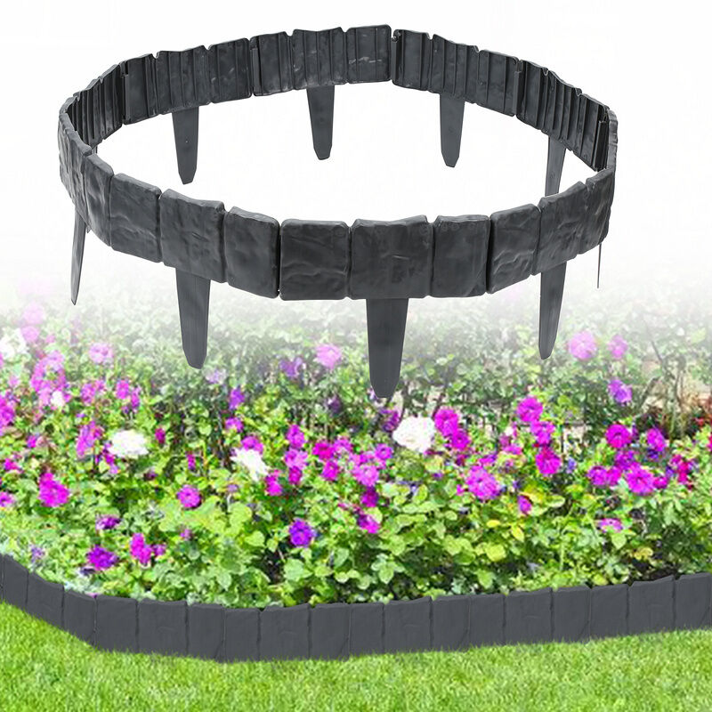 Bordures de jardin imitation pierre Anthracite - Par 20