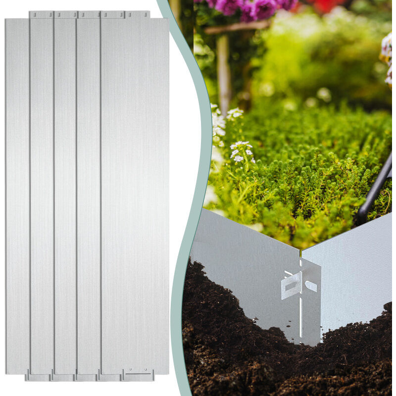 Bordure de pelouse Bordure de jardin Galvanisé Durable Défense anti-limaces Métal Bordure de tonte 100x15cm 40m - Vingo