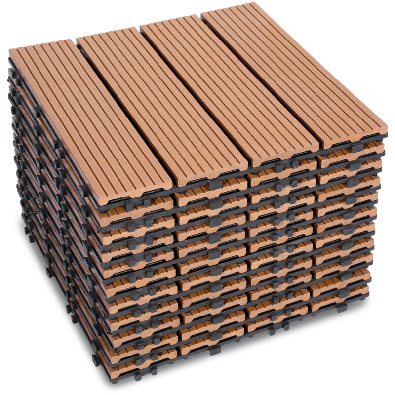 Caillebotis dalles terrasse 55 mboîtables installation très simple petits carreaux composite plastique imitation bois Marron - Vingo