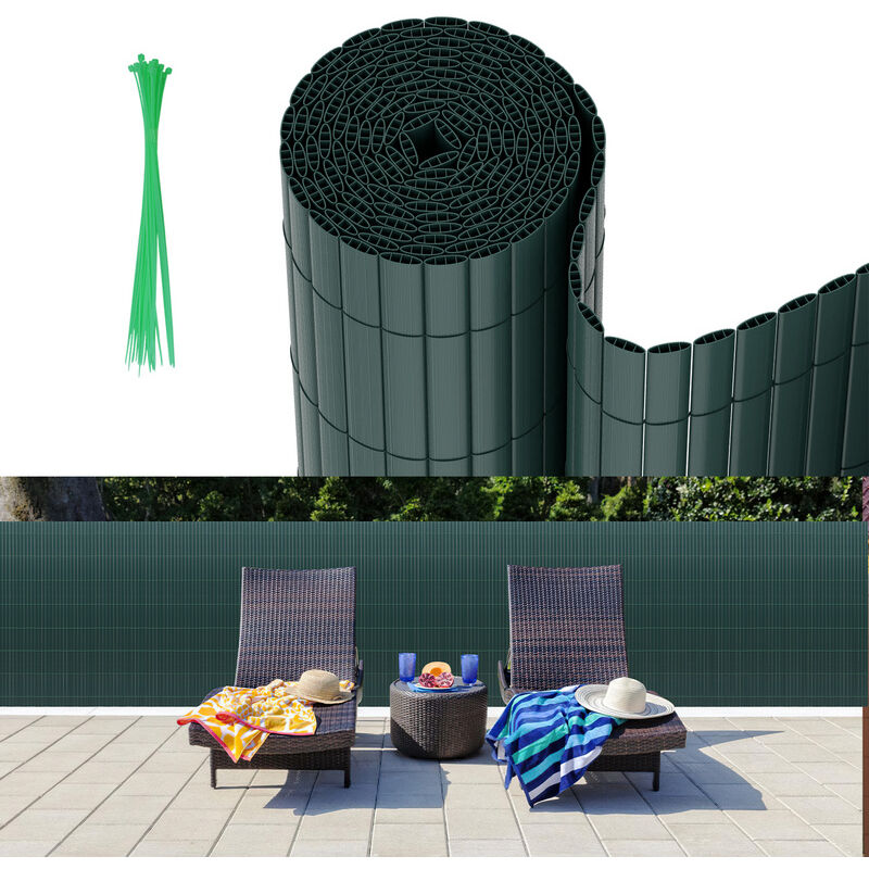 Canisse en pvc double face,90% d'occultation,Vert,H.180 cm x L.300 cm - Vingo