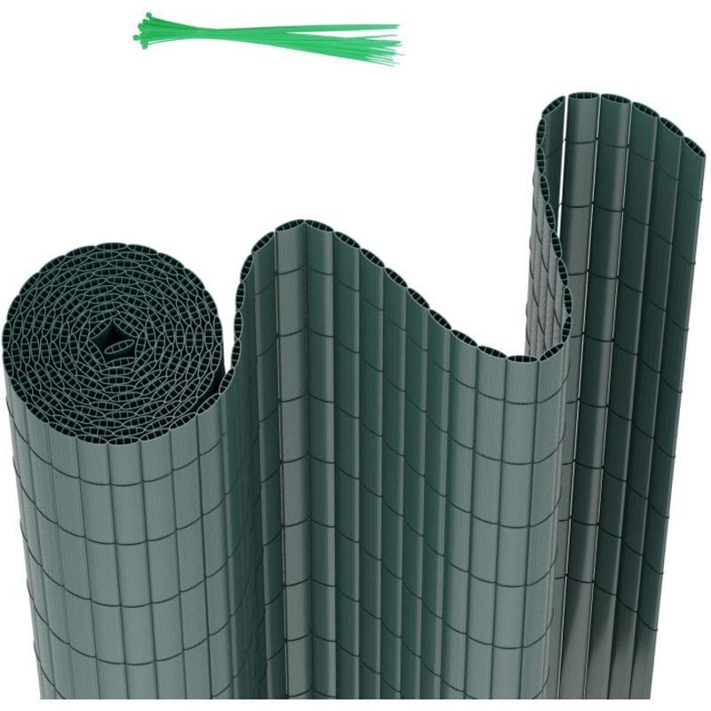 Canisse en pvc double face,90% d'occultation,Vert,H.140 cm x L.300 cm - Vingo