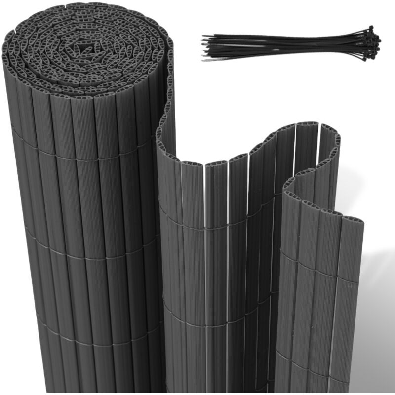 Canisse en pvc à double face, Brise Vue pour Jardin, Balcon et Terrasse, Occultant Clôture 90 x 300 cm, Résistant aux Intempéries, Intimité,Gris