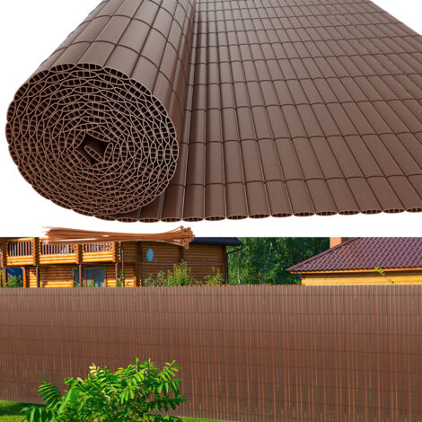 VINGO Canisse PVC, Brise Vue pour Jardin, Balcon et Terrasse, Occultant Cloture, Résistant aux Intempéries, Intimité,avec Serre-Câbles,Marron,80 x 300 cm - Marron