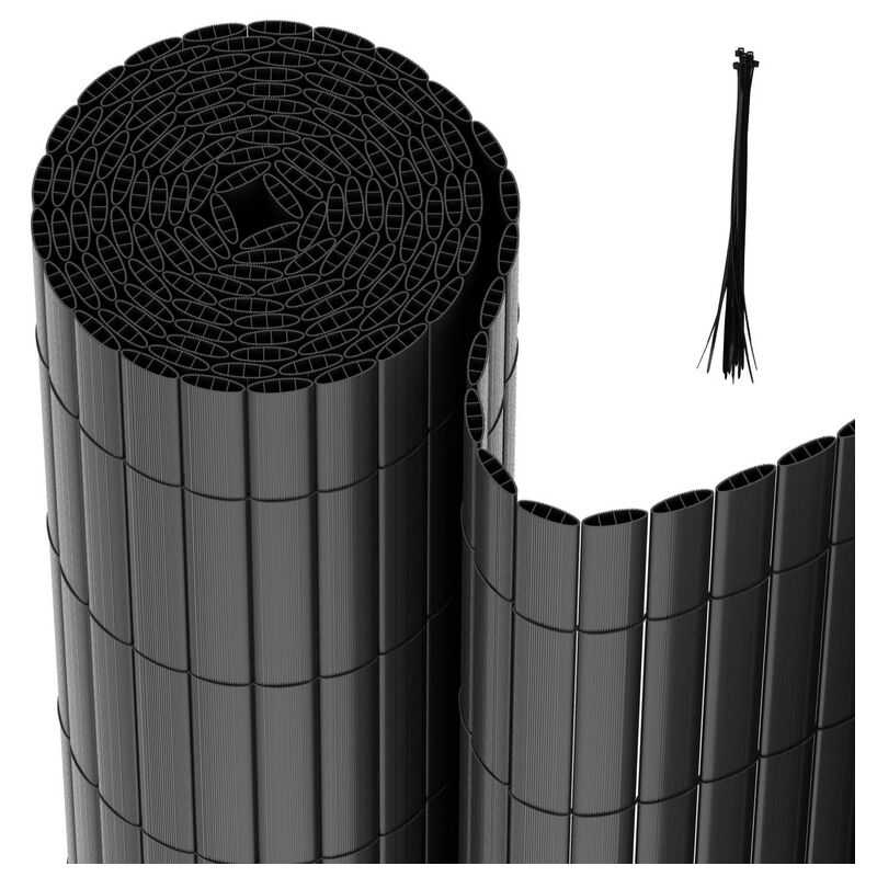 Canisse pvc, Brise Vue pour Jardin, Balcon et Terrasse, Occultant Cloture, Résistant aux Intempéries, Intimité,avec Serre-Câbles,Gris,100 x 400 cm