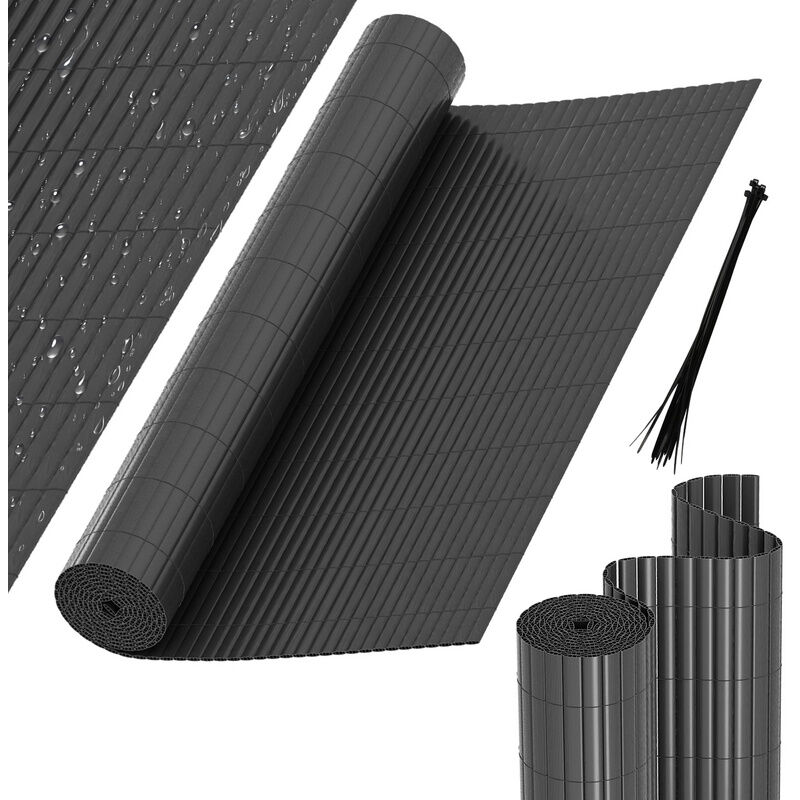 Canisse pvc, Brise Vue pour Jardin, Balcon et Terrasse, Occultant Cloture, Résistant aux Intempéries, Intimité,avec Serre-Câbles,Gris,120 x 500 cm