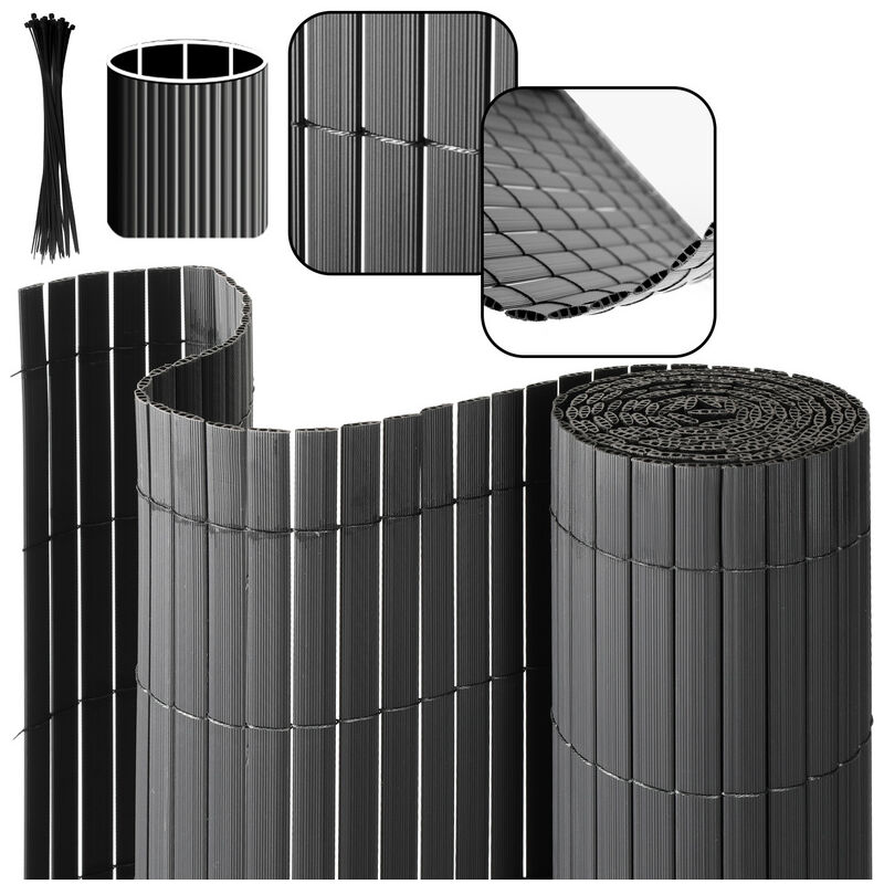 Canisse pvc, Brise Vue pour Jardin, Balcon et Terrasse, Occultant Cloture, Résistant aux Intempéries, Intimité,avec Serre-Câbles,Gris,160 x 500 cm