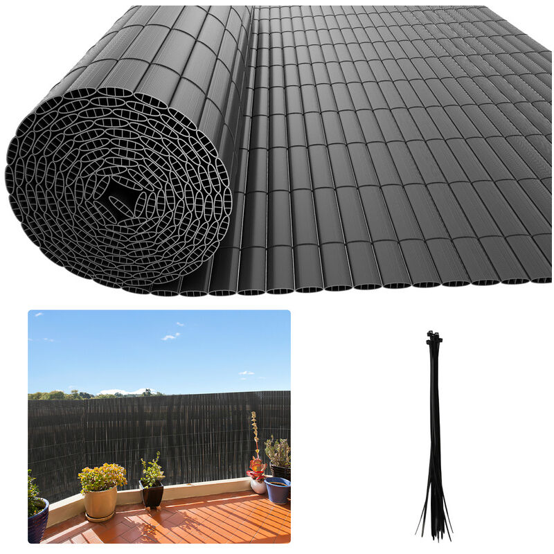 Canisse pvc, Brise Vue pour Jardin, Balcon et Terrasse, Occultant Cloture, Résistant aux Intempéries, Intimité,avec Serre-Câbles,Gris,90 x 400 cm