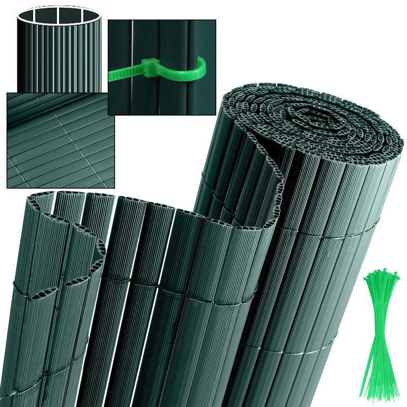 Canisse pvc, Brise Vue pour Jardin, Balcon et Terrasse, Occultant Cloture, Résistant aux Intempéries, Intimité,avec Serre-Câbles,Vert,140 x 400 cm