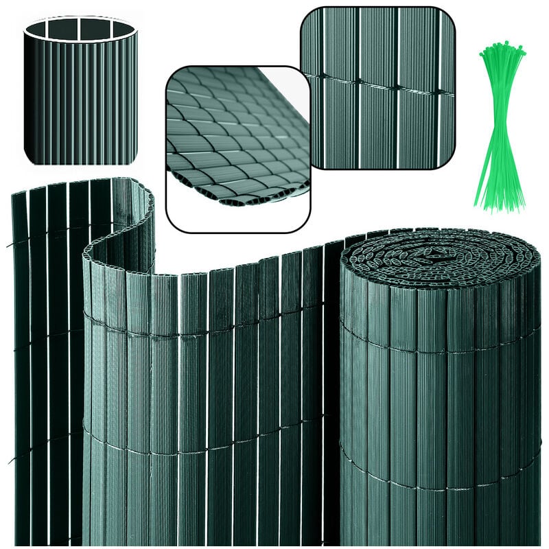 Canisse pvc, Brise Vue pour Jardin, Balcon et Terrasse, Occultant Cloture, Résistant aux Intempéries, Intimité,avec Serre-Câbles,Vert,140 x 500 cm