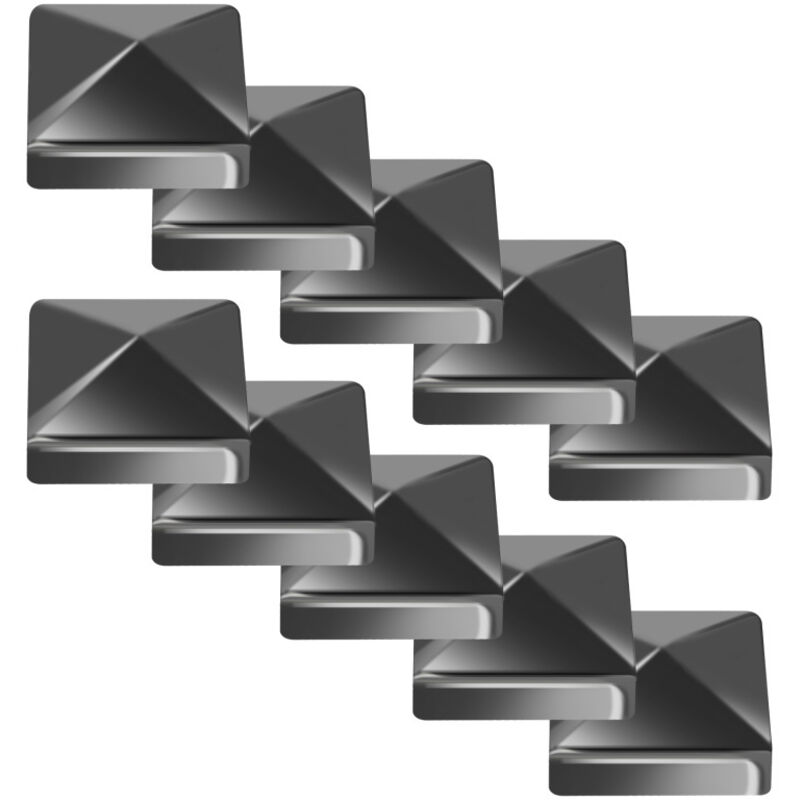 Swanew 10 pcs Capuchon de poteau Chapeau de poteau forme pyramide 71x71mm Noir