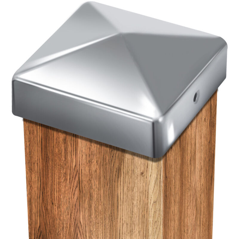 SWANEW 10 pcs Capuchon de poteau forme pyramide pour poteau bois 71x71mm Argent