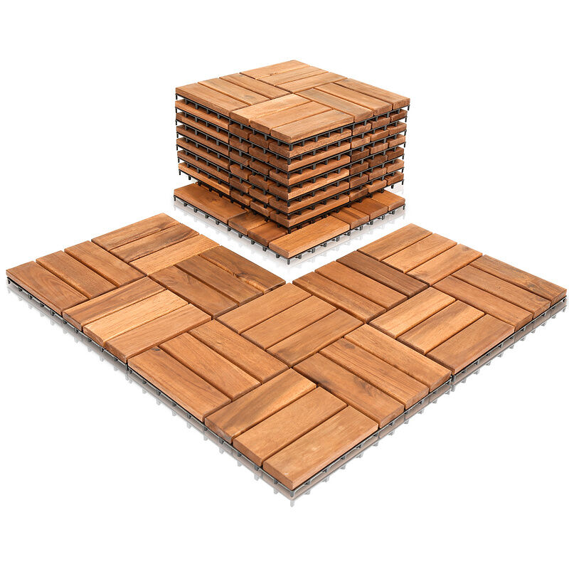 Carreaux de terrasse 55pcs Kit tuiles de plancher en acacia - Vingo