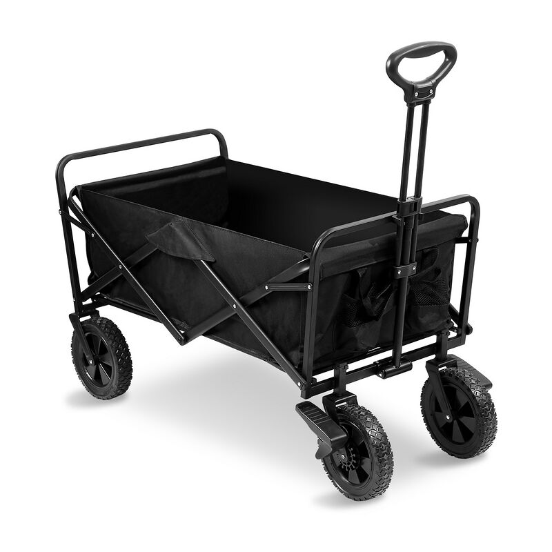 Vingo - Chariot de Jardin Pliable avec 4 Roues Transport Charge 100 Kg Chariot Pliant de Plage Chariot à Main de Transport-Noir - Noir