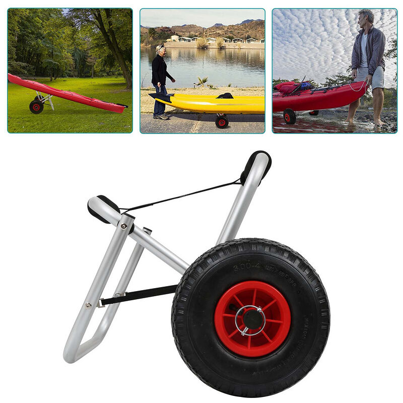 Vingo - Chariot de transport pliable pour Kayak Canoë avec Sangle Remorque pour bâteau et Planche de surf