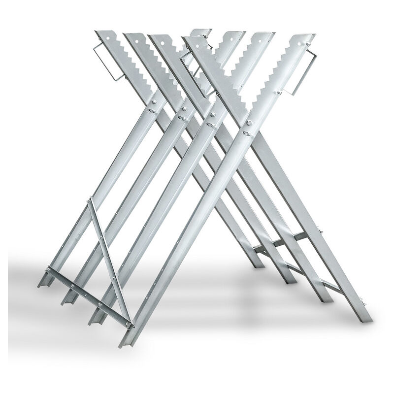 Chevalet de sciage 150kg galvanisé réglable avec poignées porte bûche 4 Supports de train - Vingo