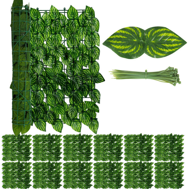 Vingo - swanew Clôture pare-vue Feuillage 300cm x 100cm Habillage de mur Brise-vue Bâche Grillage,Feuilles de pastèque