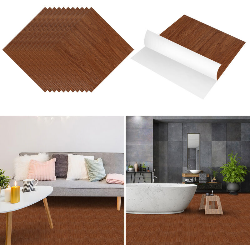 Dalles de sol pvc adhésives -4 Boites de 44 dalles vinyle auto-adhésives - Couleur bois - ca.4 m² - Vingo