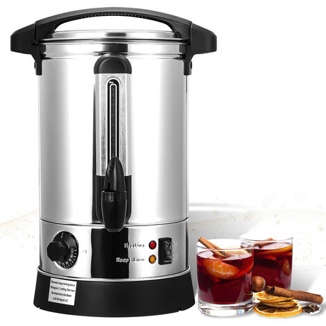 VINGO Distributeur de Boisson Chaudes 1500W,Chaudière à eau 8L 40 Tasses,Marmite à Vin Chaud en Inox,Thermostat