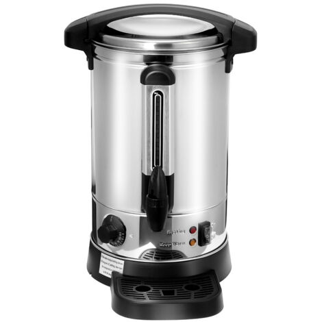 VINGO Distributeur de Boisson Chaudes 1500W,Chaudière à eau 8L ,Marmite à Vin Chaud en Inox,Thé Café Soupe Dispositif de réchauffement,Thermostat ,Réglage de la température 30-110°C, argentés - Argent