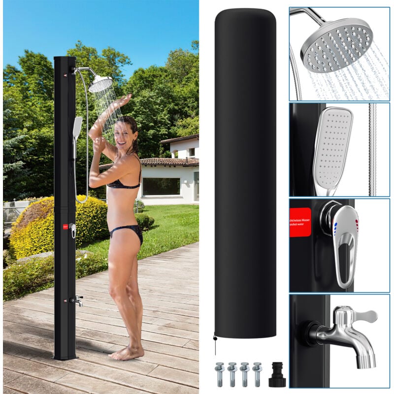 VINGO Douche solaire avec douche de pied douche d'été douche de piscine douche de jardin douchette 35L avec protection contre la pluie et douchette