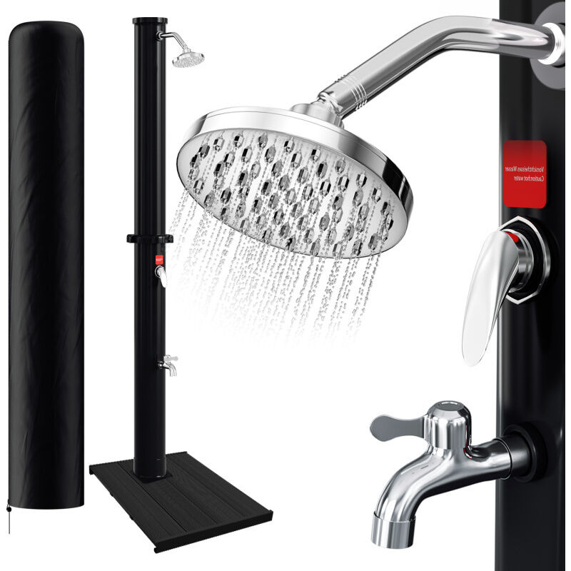 Swanew Douche solaire Chauffage Pompe à pied Douche de jardin 20L (Avec couvercle de protection) avec Elément de sol en pvc