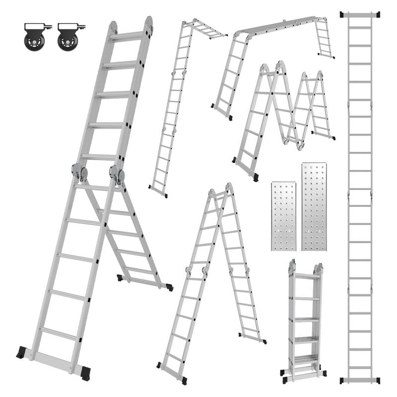Swanew Echelle pliante 4x5 582cm Echelle multifonctionnelle Echelle télescopique domestique Echelle en Alu